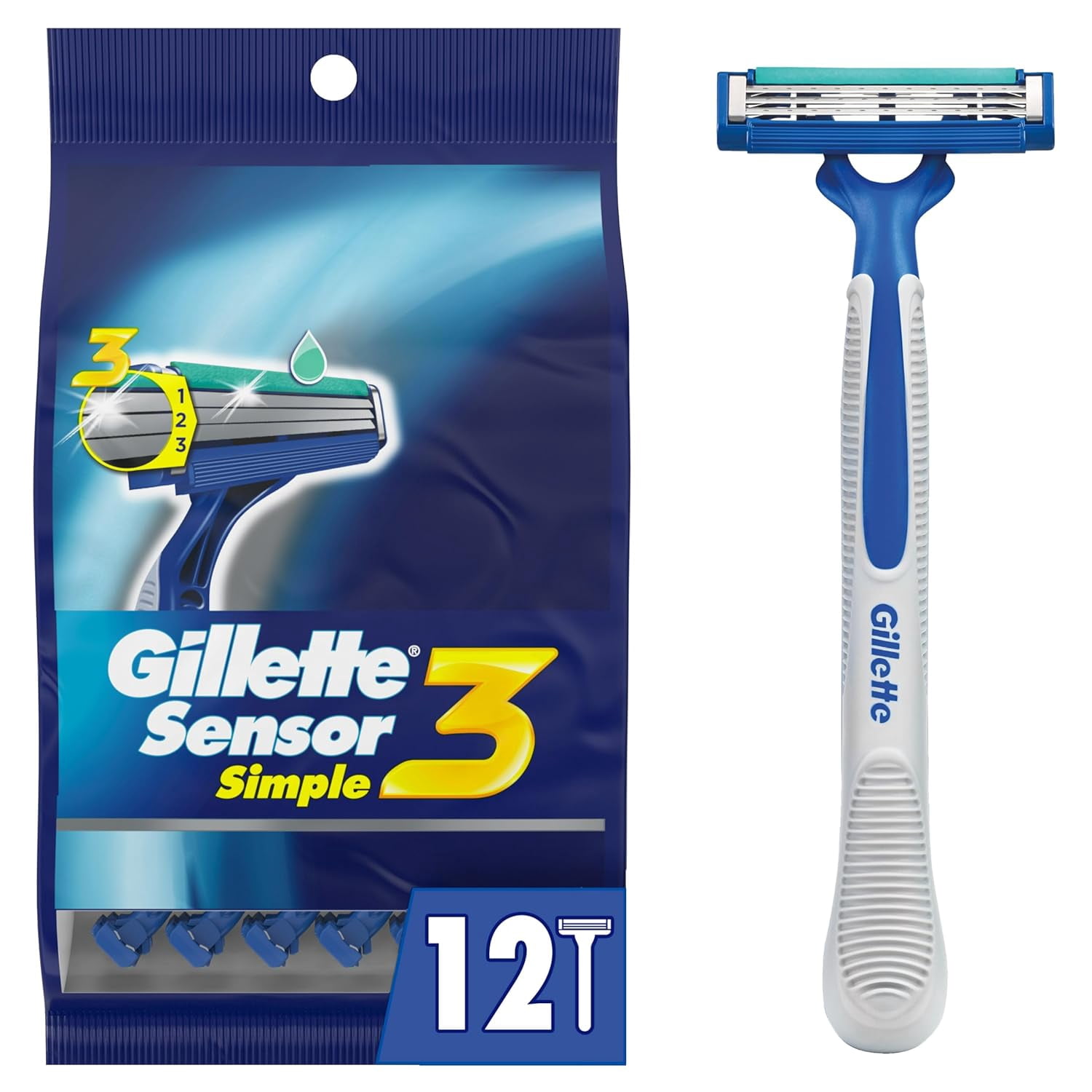 Sensor3 Simple Men’s Disposle Razors, 12 Count - Walmart.com