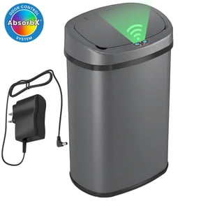 SensorCan Gal Oval Gunmetal Gray Stainless Steel Sensor Kitchen Trash Can with AbsorbX Odor Filter
