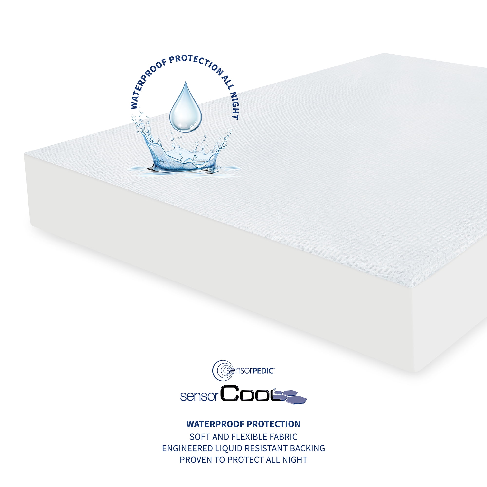 SensorPEDIC SensorCOOL Elite Ultra Cooling Waterproof Fitted Mattress Protector, Queen