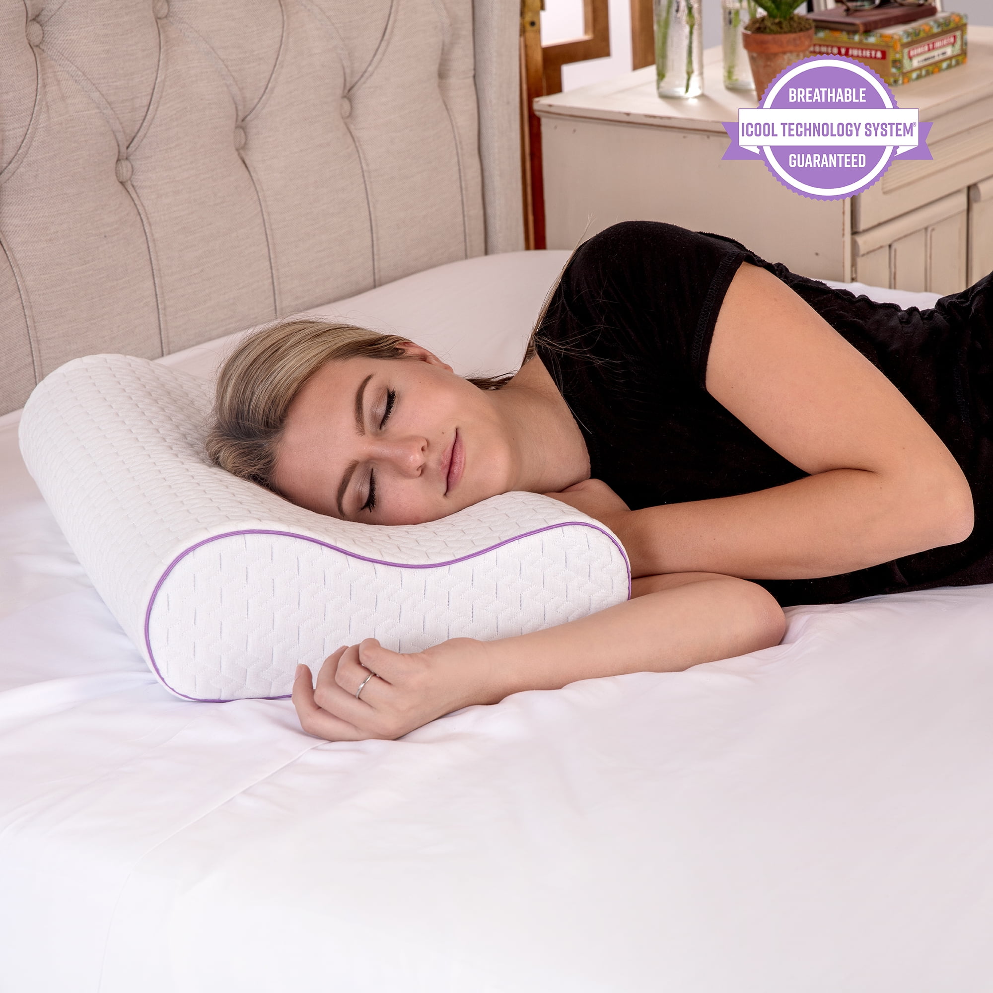 SomaSleep Cooling Pillow for Hot Sleepers by SelectSoma - Curved Side