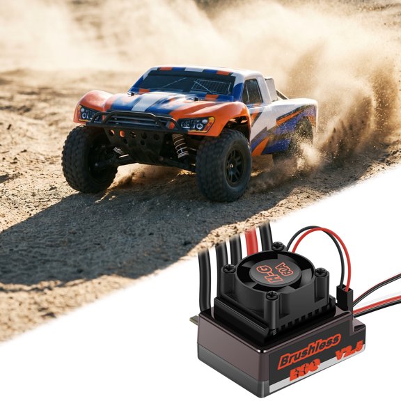 Sensorless Brushless ESC with XT60 Plug and Switch Mode BEC Waterproof 60 A Brushless Electronic Speed Controller for 1/10 RC Scale Short Course Truck