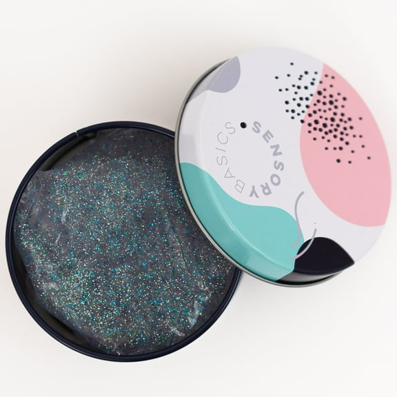 Sensory Basics: Glitter Putty - 3oz Tin, Clear Shimmer Silicone Slime, Stretch & Squeeze, Sensory Relief Therapy Tool, Mess-Free, Kids-Teens-Adult 3+