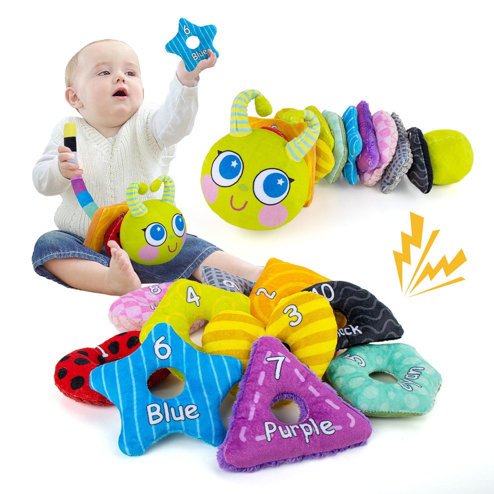 Sensory Bean Bags Toys for Autism, 10 Texture Caterpillar Fidget