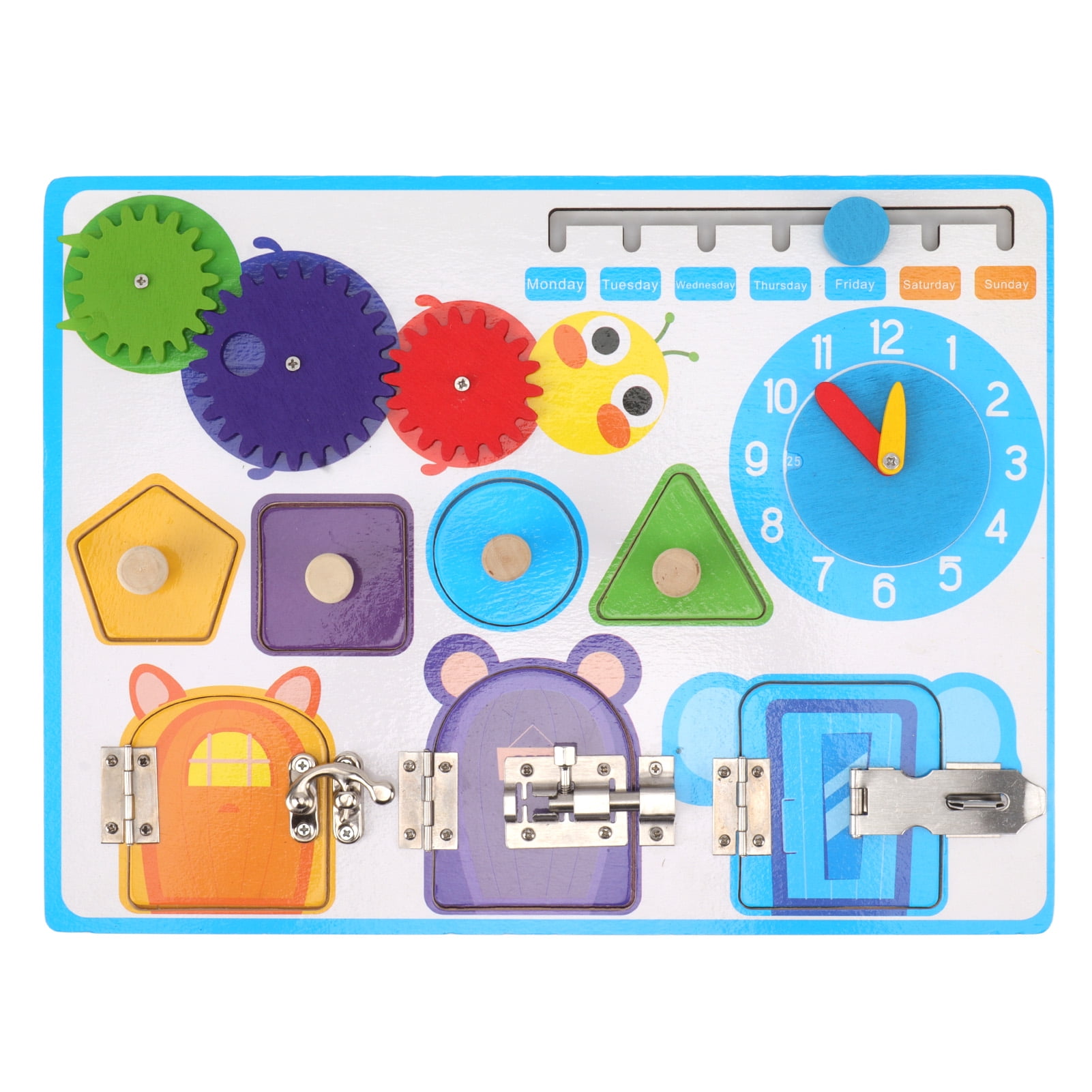 Sensory Board Alarm Clock Educational Wooden Sensory Activity Board