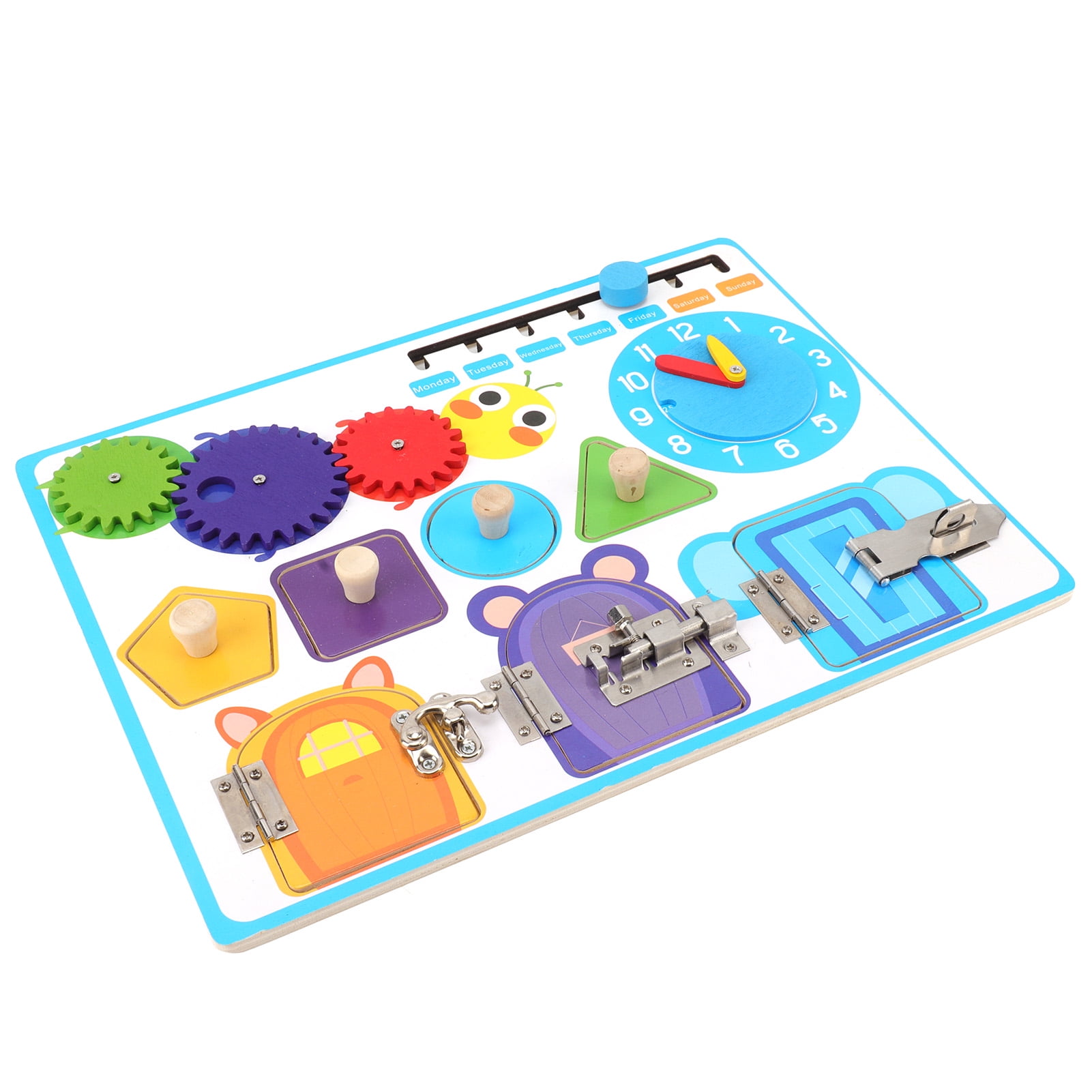 Sensory Board Alarm Clock Educational Wooden Sensory Activity Board