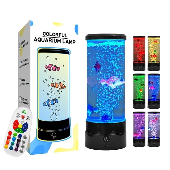 Sensory Bubble Fish Lamp with 17 RGB Colors  Remote Control, Quiet LED Night Light, Gentle Glow Decor Lamp, Unique Gift for Friends Family  Partners