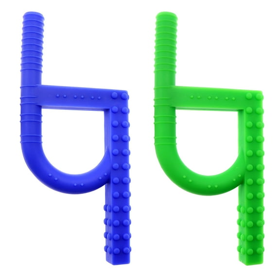 Sensory Chew Toys, 2 Pack Silicone Oral Motor Chewy Tool for Autism, ADHD, SPD, Chewies with Special Needs(Green and blue)
