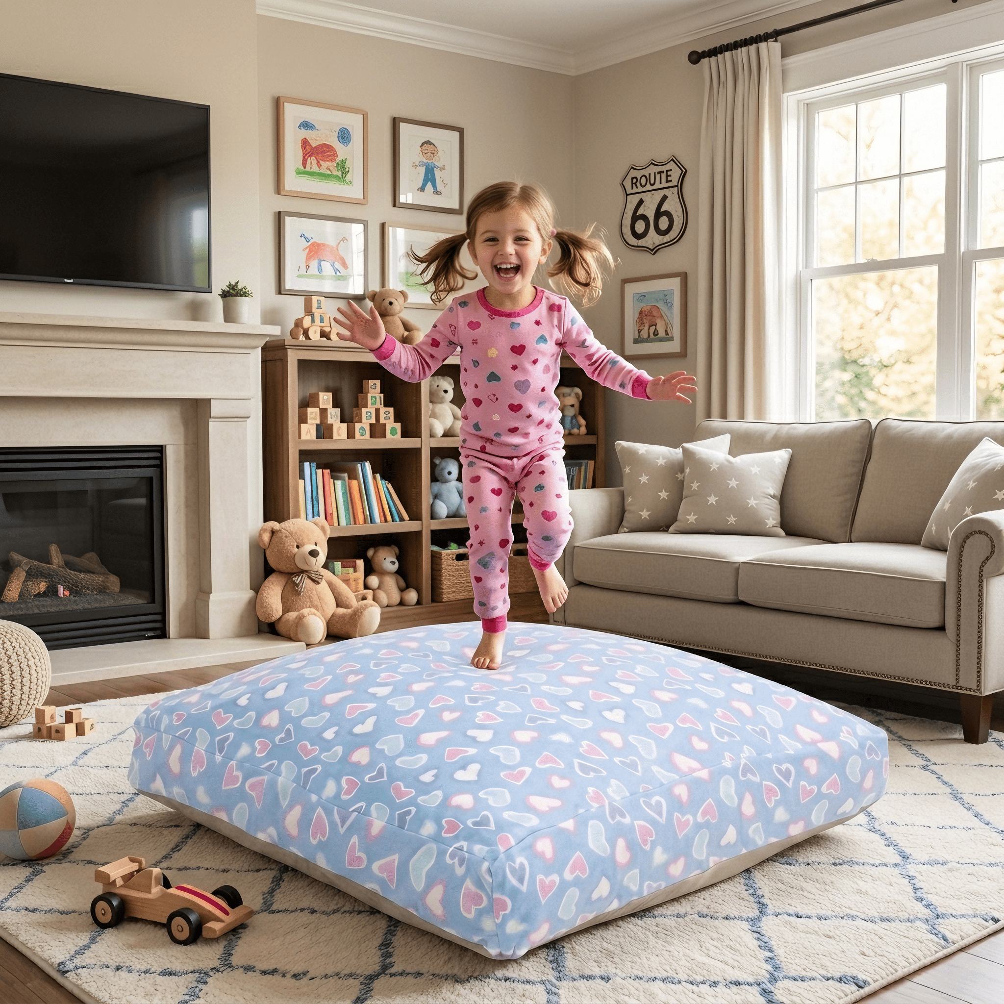 Sensory Crash Pad for Kids & Adults,Soft Landing Crash Mat with Foam Blocks,Removable and Washable Cover,Non-Slip Bottom for Jumping, Relaxing & Play,48" x 48"