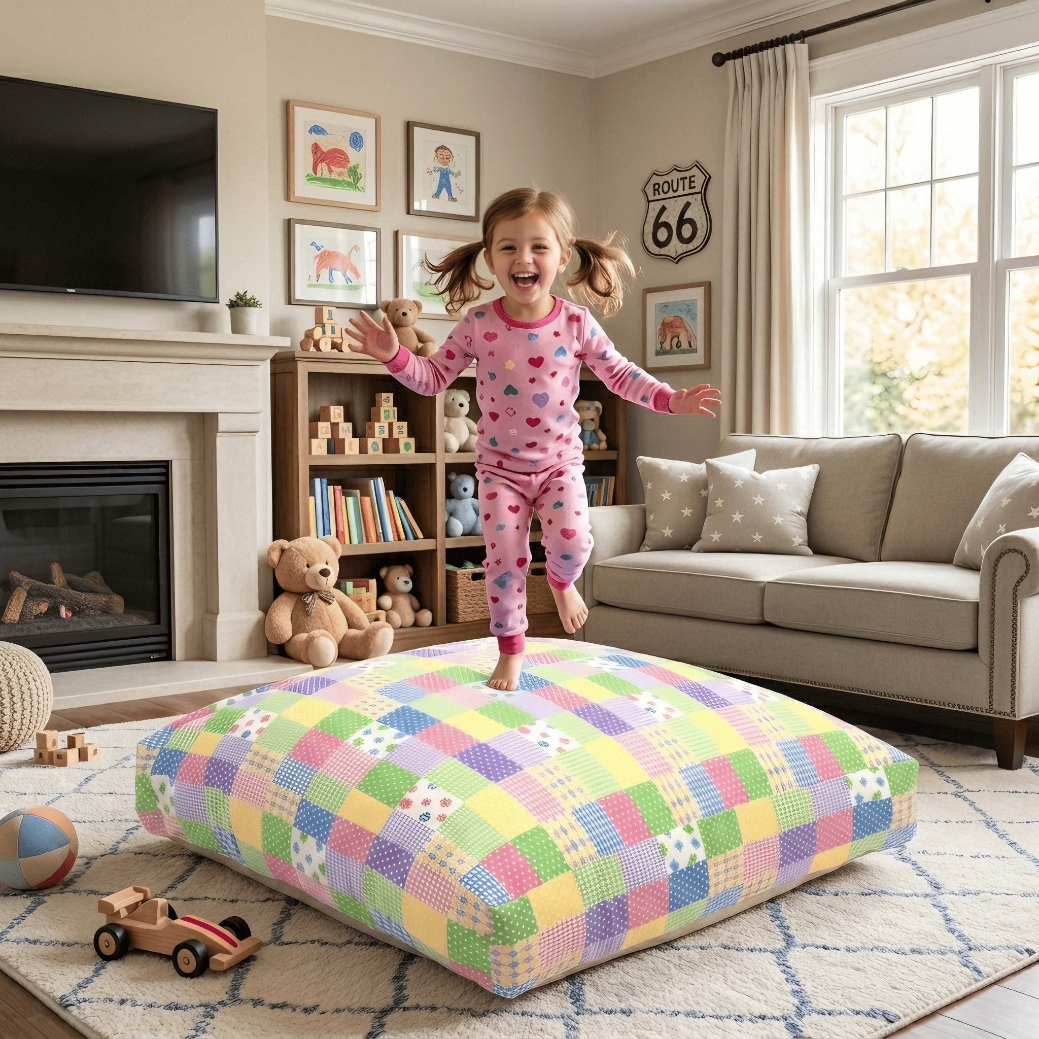 Sensory Crash Pad for Kids & Adults,Soft Landing Crash Mat with Foam Blocks,Removable and Washable Cover,Non-Slip Bottom for Jumping, Relaxing & Play,48" x 72"