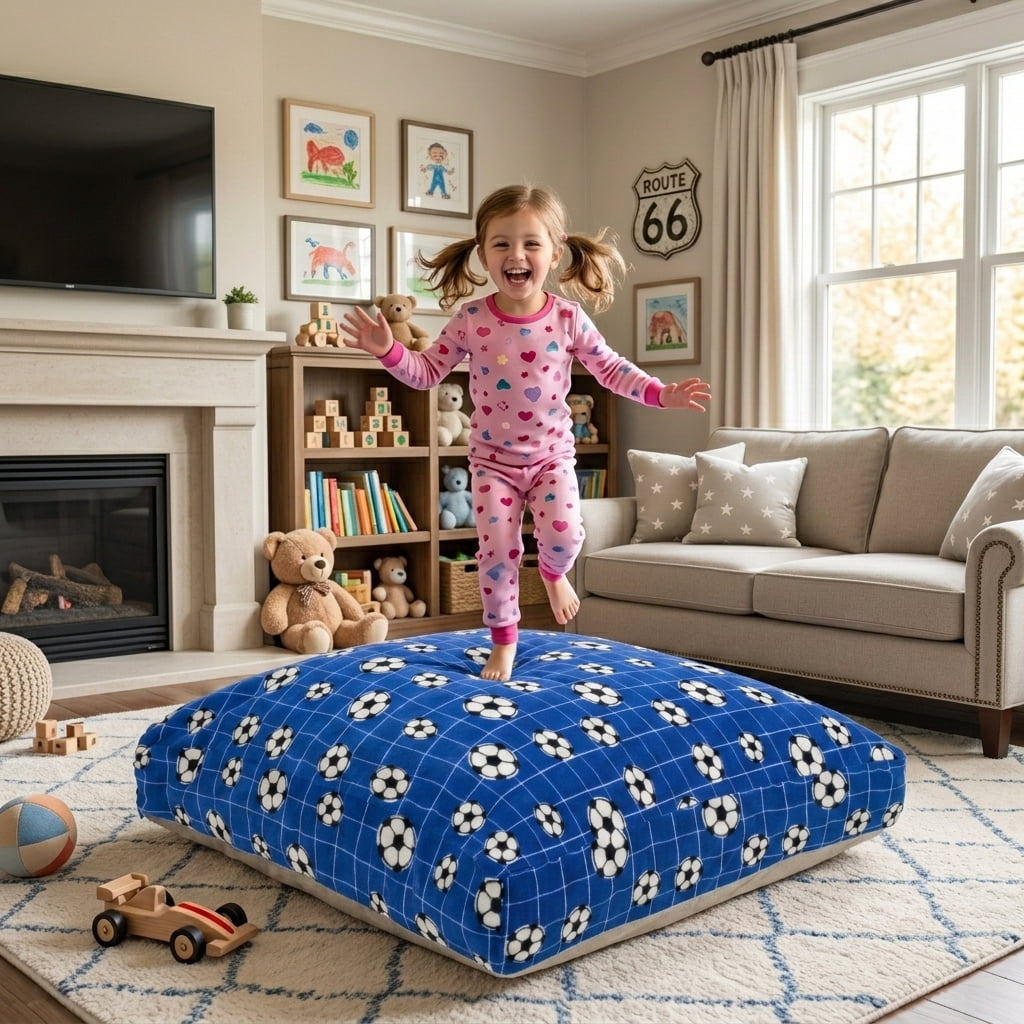 Sensory Crash Pad for Kids & Adults,Soft Landing Crash Mat with Foam Blocks,Removable and Washable Cover,Non-Slip Bottom for Jumping, Relaxing & Play,48" x 72"