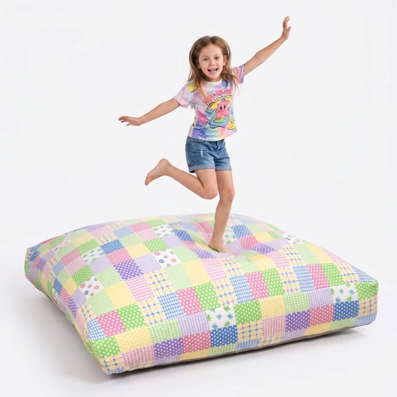 Sensory Crash Pad for Kids & Adults,Soft Landing Crash Mat with Foam Blocks,Removable and Washable Cover,Non-Slip Bottom for Jumping, Relaxing & Play,60" x 60"