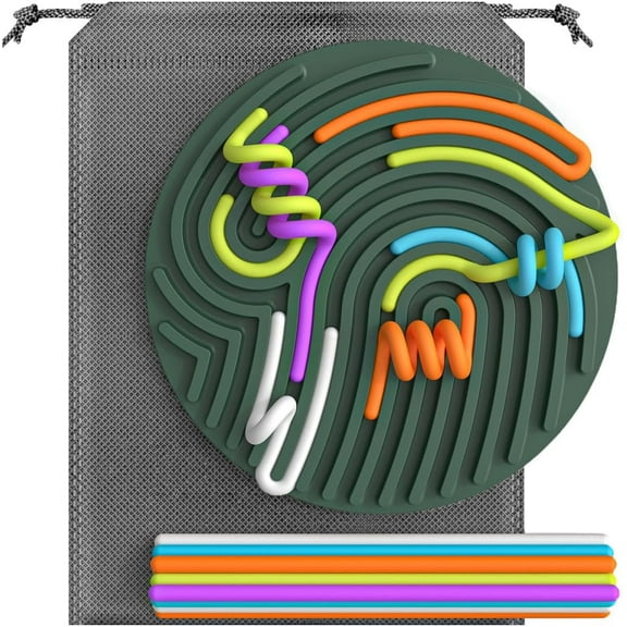 Sensory Fidget Board, Silicone Therapy Tool with 10 Pull Cords, ADHD Autism Stress Relief