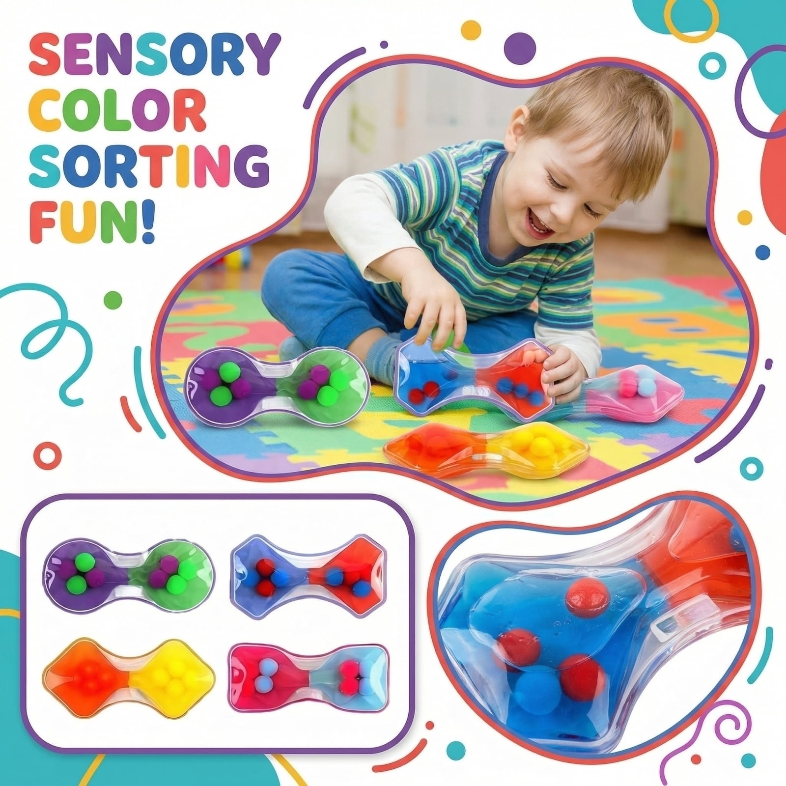 Sensory Fidget, Color Sorting Squeeze Calming Tools for Stress Relief ...