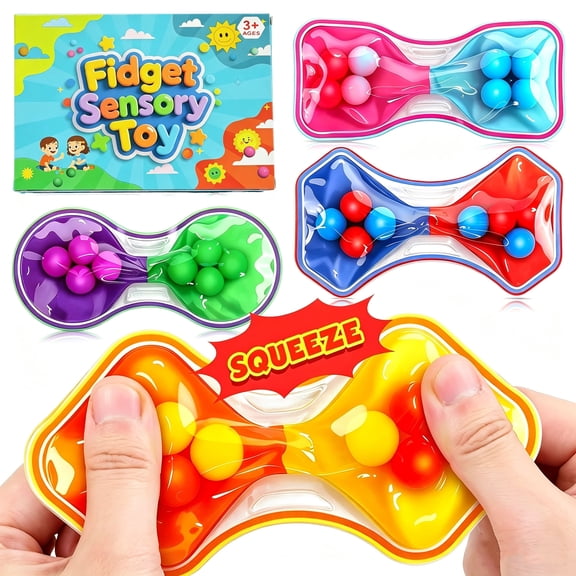 Sensory Fidget Toys for Kids Toddler: 4 Pack Color Sorting Sensory Toys for Autism - Squeeze Calming Toys for Toddler Girls Boys - Quiet Fidget Toys for Student Classroom - Goodie Bags Stuffers