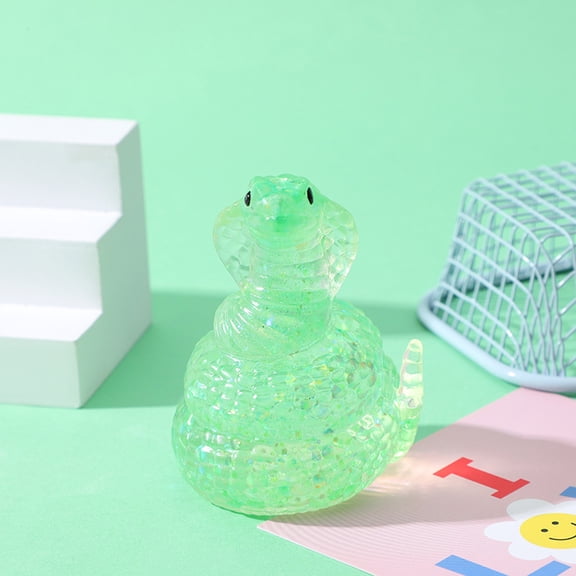 Sensory Fidget toys, Stress Relief Gifts, 4 in, Silicone Sensory Fidget, Glitter, Green, 1 Pc, Year of The Snake, Anxiety Relief toys, desk Fidget toys