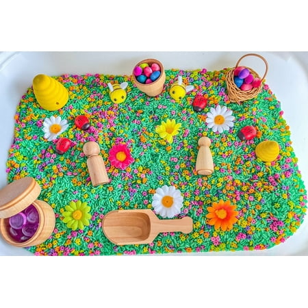 Sensory-N-Stuff Handmade Spring Sensory Bin, Sensory Play, Sensory Bins With Colored Rice, Flower Sensory Bin For Children, Christmas Gift Idea, Children Gift Idea