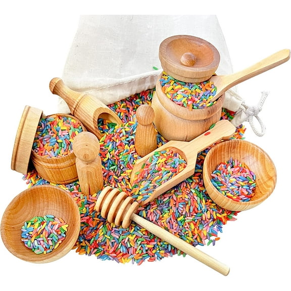 Sensory-N-Stuff USA Made Child Size Wooden Sensory Bin Tools Other Pretend Play Toys, 10 Pieces