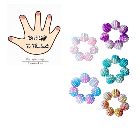 Sensory Ring Elastic Finger Massage Ring Fidget Toy for Stress and Anxiety Relief Portable Fingertip Beads with Textured Bumps, Set of 5