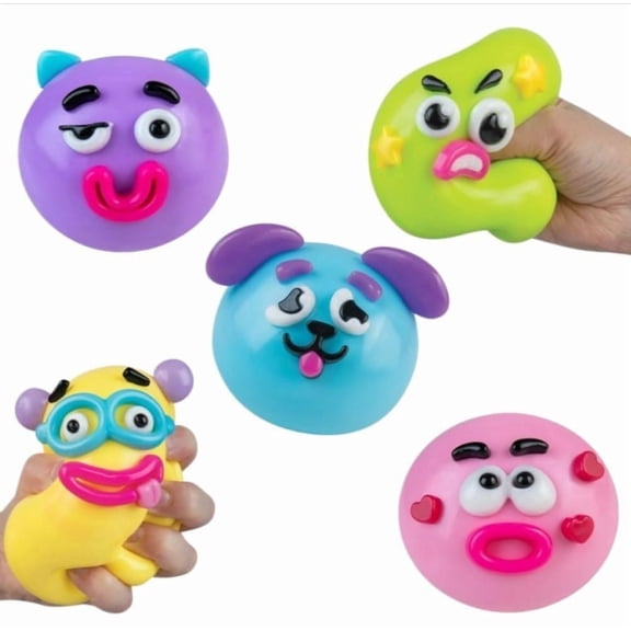 Sensory Smushers Squishy, Moldable Face Swap Squeeze Balls, 5 Cute Expressions Slow Rise Toys for Tactile Relaxation