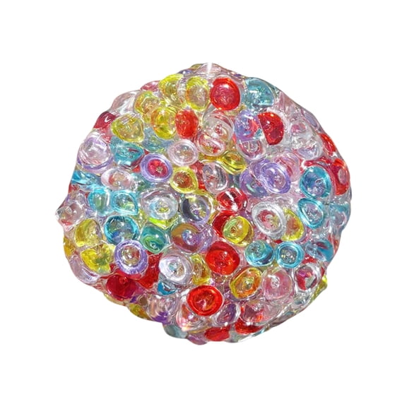 Sensory Squeeze Ball with Crunchy Beads – Rainbow Bead Sound Ball, 2.4-Inch Soft Icy Texture Stress Reliever, Hand Therapy Tool for Adults