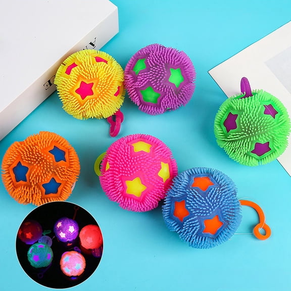 Sensory, Squeeze, Light Up Ball, Glow in The Dark, 6 In, Silicone, Relaxation Toys, Autism Sensory, Spiky Squeeze, All Ages Toys, Ball for Student, Party Favor, Wrist Strap,