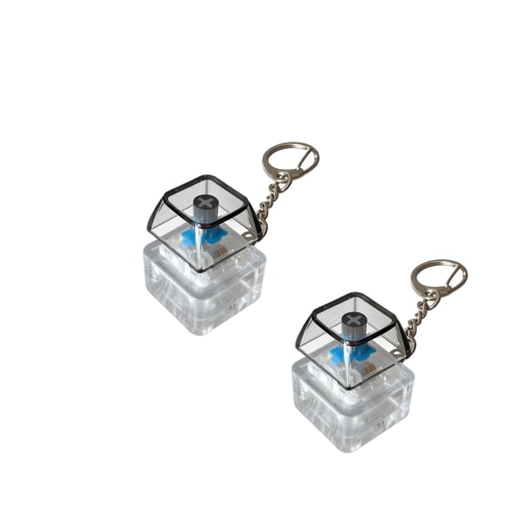 Sensory Squeeze Set, Squeeze, Keyboard Clicker Squeeze, Keychain Squeeze, 2 Pack Clear Shell 1X1 Inch Mechanical Single Key Fob, Pocket Sized Clicking Pressure
