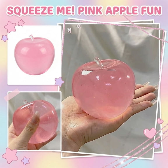 Sensory Squeeze, Squish Squeeze, 3 in Apple Form, Pink Hue, Cute, Relaxation Toys, Slow Rebound, 1 Pc