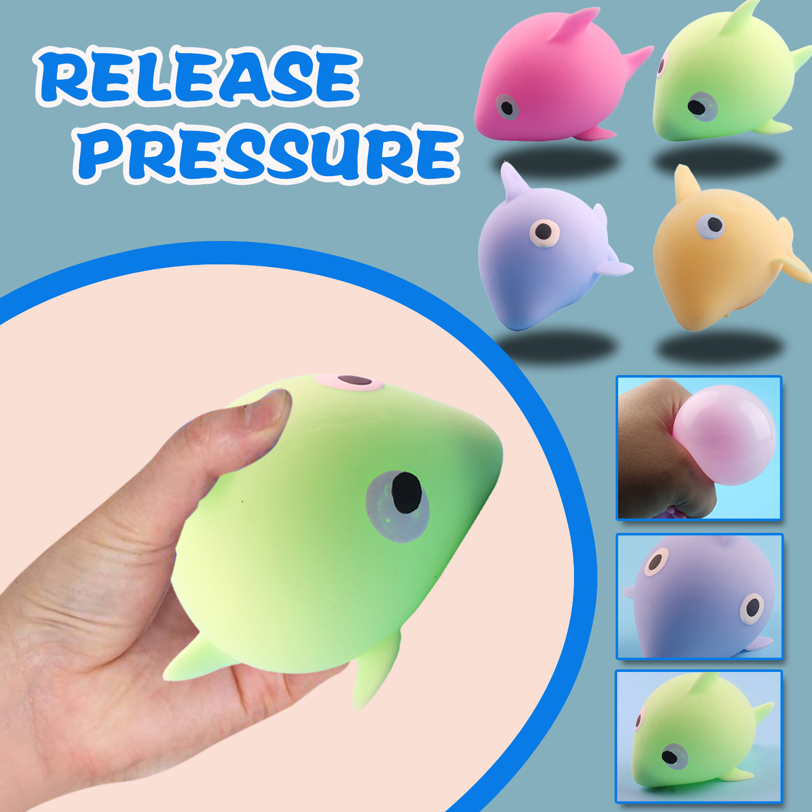 Fidgeting Form Stretchy Squeeze Toys, 4 in Dolphin, Sensory Squeeze Toys, Relaxation ...