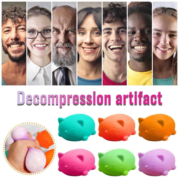 Sensory Squeeze Toys, Ball, 2X1.5 In, Green Cat Form, 1 Pc, Mochi Squeeze Toys, Squeeze Toys Adults Relaxation, Cute Office Desk Accessories