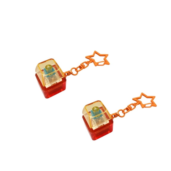 Sensory Squeeze Toys, Clicking Squeeze Toys, Adult Fidgets for Relaxation and Stress, Keychain Squeeze, 2 Pack 1X1 Inch Orange Star Chain Attached Keyboard Squeeze Clicker Key Cap