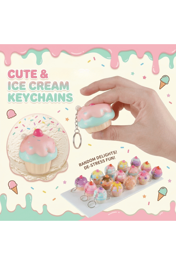 Sensory Squeeze Toys Pastel Cupcake Style 1 Pc Slow Rising Squeeze Squeeze Keychain Relaxation Toys Toddlers Tactile Play