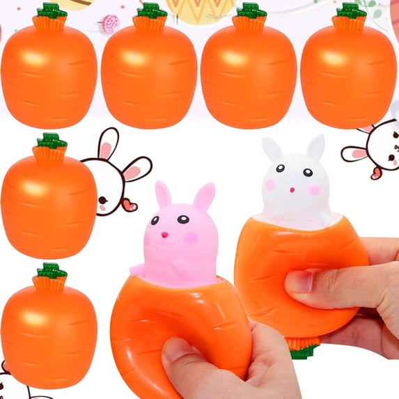 Sensory Squeeze Toys, Sensory Squeeze Toys, 3.5X2 In, Orange, White Rabbit, Sensory, 1 Pc