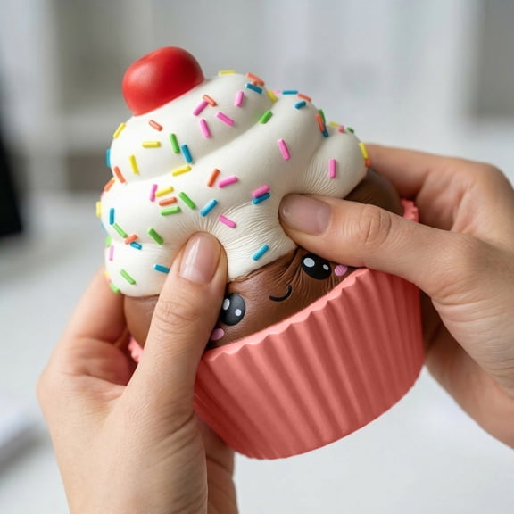 Sensory Squeeze Toys, Squeeze Party Favors, Slow Rise Squeeze, Squeeze Slow Rise, 4X4.5 Inch Kawaii Cartoon Cupcake Squeeze for Group Activity Hand Exercise and Daily