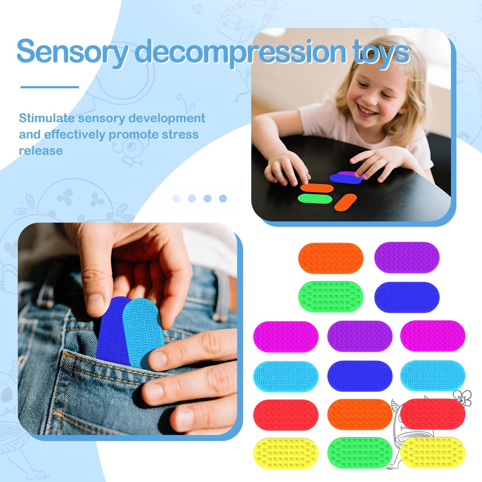 Sensory Squeeze Toys for Student, Tactile Sensory Toys, 4X2 in Oval ...