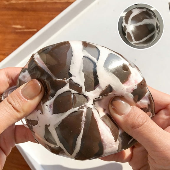 Sensory Stress Relief Ball - Handmade Crunching Fidget Toy with Moldable Filling for Anxiety Relief and Focus - Office Desk Sensory Toy for Squeezing and Shaping Fun