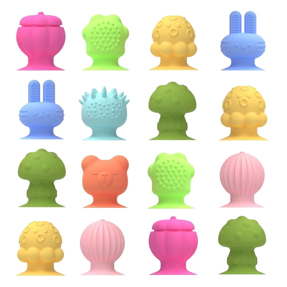 Sensory Stress Relief Toys for Adults: 16-piece textured suction cup sensory toy set, suitable for autistic children, classroom rewards for students, and gifts for boys and girls.