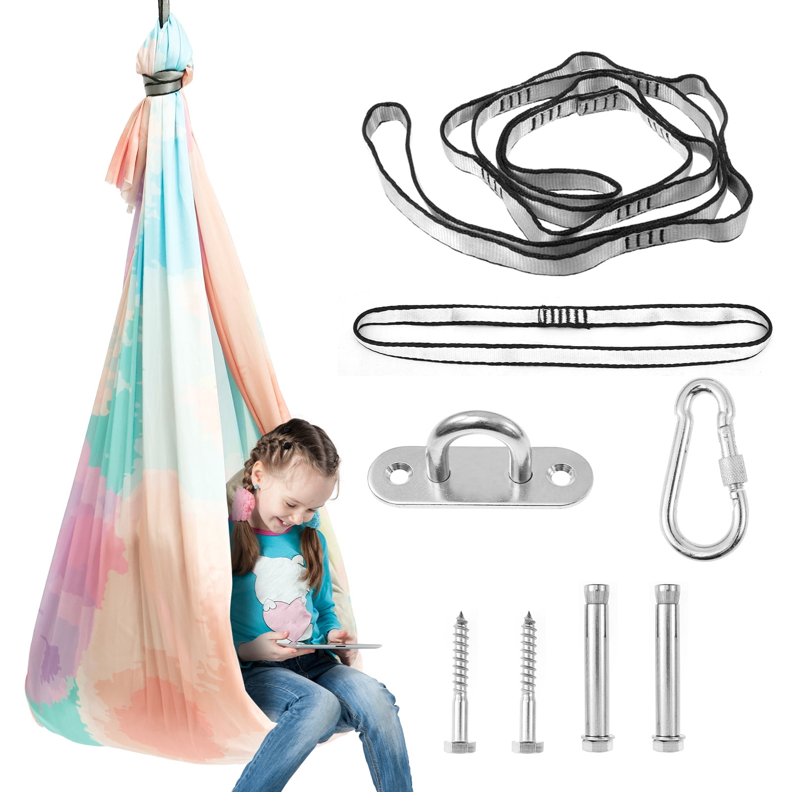 Sensory Swing Comfortable Kids Sensory Hammock Holds up to 200 lbs Indoor Cuddle Swing with 360° Swivel Hardware for Children Adults Indoor Outdoor