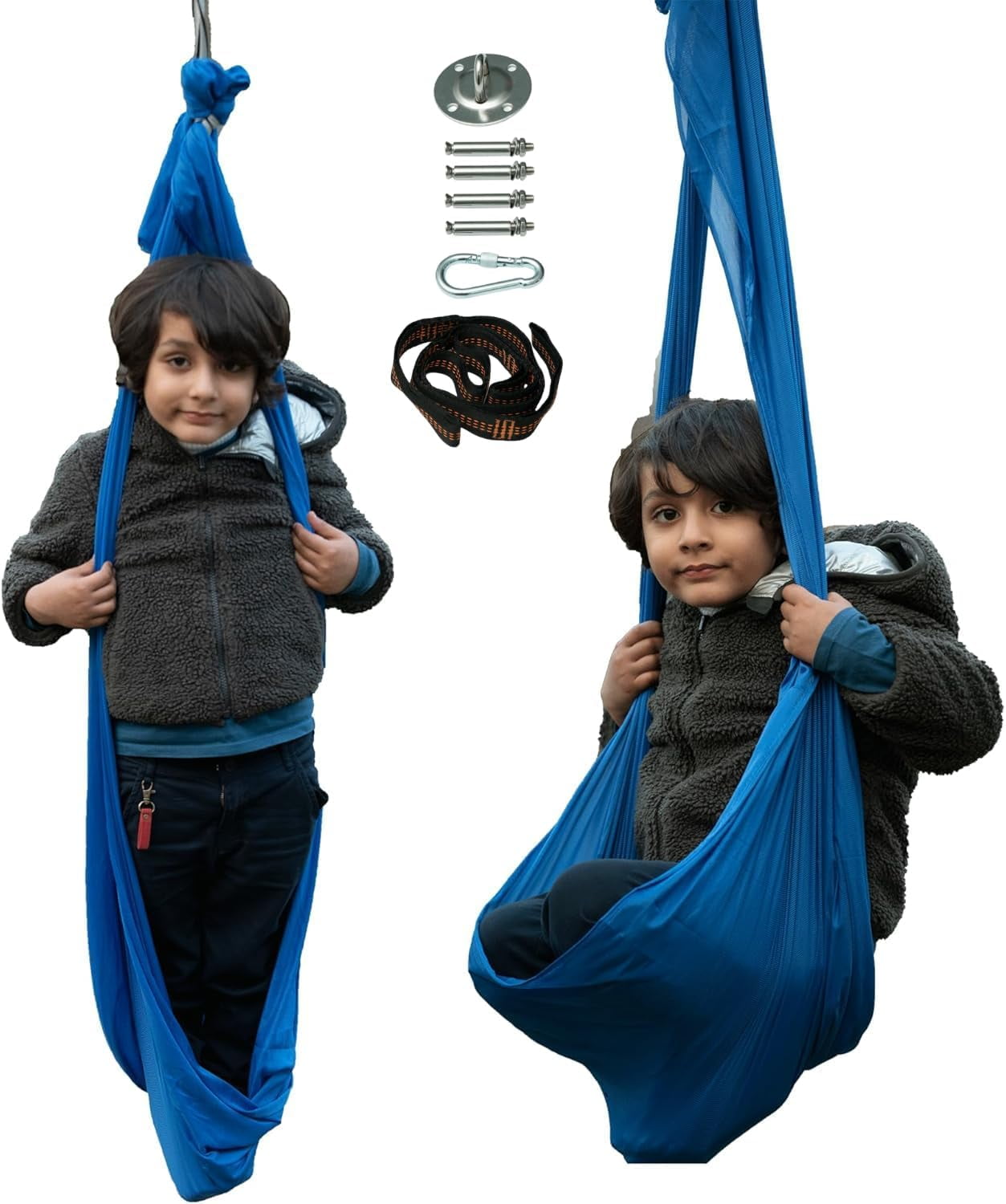 Sensory Swing | Indoor Swing for Kids | Stretchable Therapy Swing Cuddle Swing for Indoor with Soft Nylon Fabric for Calming Effect|Great for Autistic Kids (Dark Blue)