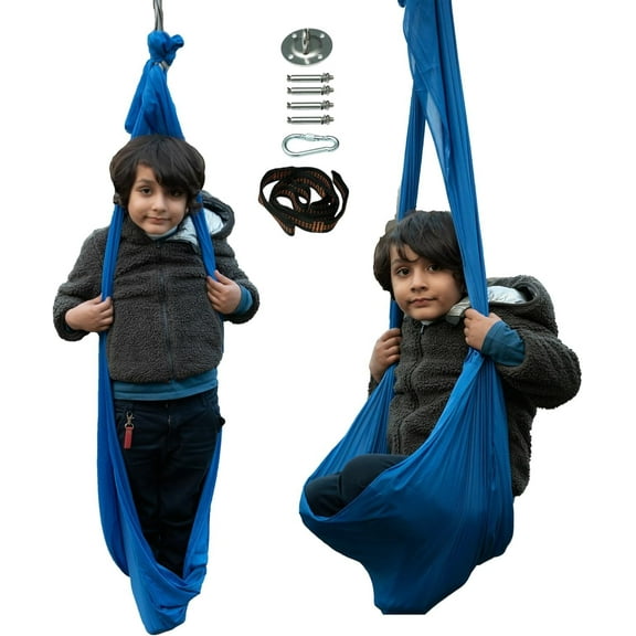 Sensory Swing | Indoor Swing for Kids | Stretchable Therapy Swing Cuddle Swing for Indoor with Soft Nylon Fabric for Calming Effect|Great for Autistic Kids (Dark Blue)