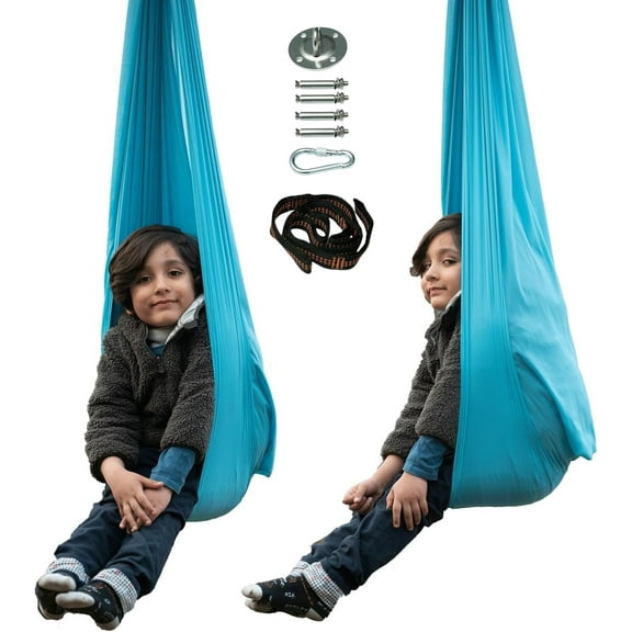 Sensory Swing | Indoor Swing for Kids | Stretchable Therapy Swing Cuddle Swing for Indoor with Soft Nylon Fabric for Calming Effect|Great for Autistic Kids (Light Blue)
