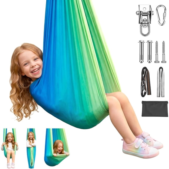 Sensory Swing for Kids Indoor & Outdoor Extra Large Therapy Swing (110 x 59 in) Hardware Included 360 Rotation Supports Up to 440 lbs Calming Cocoon Adjustable Hammock for Autism ADHD SPD Heavy Duty