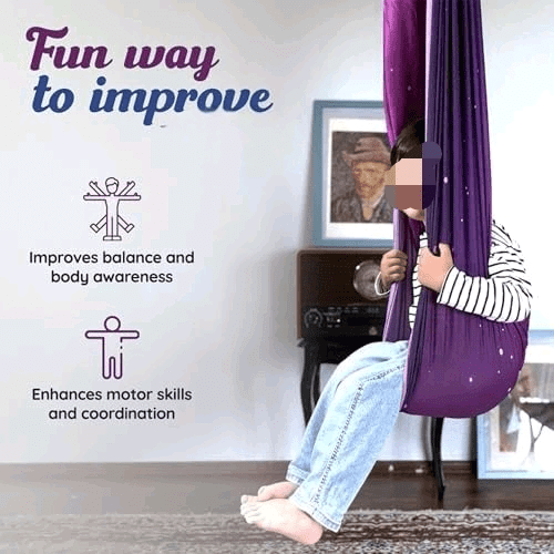 Sensory Swing for Kids Indoor Outdoor - (Hardware Included) 360 rotating Dual Layer Therapy Hug Swing Calming Yoga Swing for Children with Autism, ADHD, Sensory Processing Disorder and Autism
