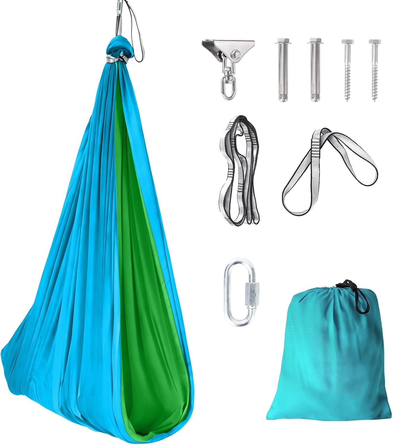 Sensory Swing for Kids Indoor Outdoor, Calming Cocoon Therapy Swing, Holds 300lbs, Hug-Like Sensory Hammock with 360° Swivel Hardware