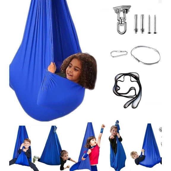 Sensory Swing for Kids with Special Needs Adjustable Indoor Cuddle Hammock Chair for Autism ADHD Asperger Sensory Integration Blue