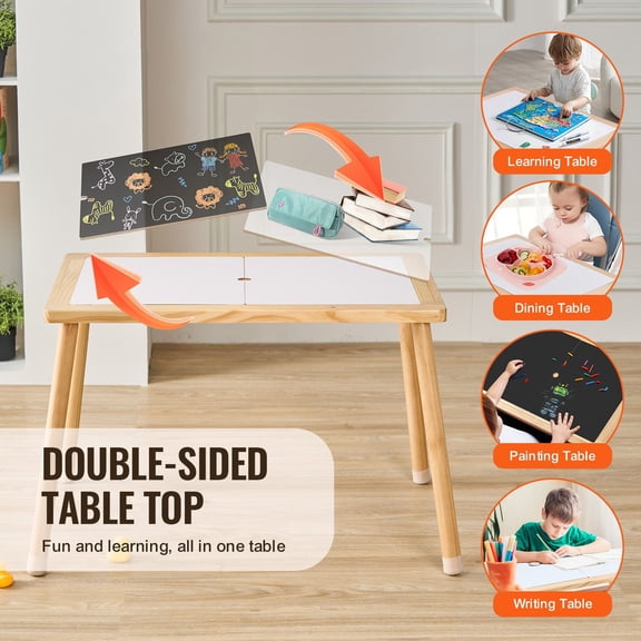 Sensory Table for Toddlers, Kids Activity Table with Double-Sided Tabletop & Non-Slip Feet, Indoor/Outdoor Play Activity Table, Wooden Sensory Table f