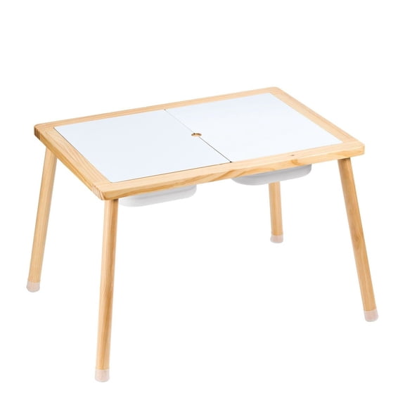 Sensory Table for Toddlers, Kids Activity Table with Storage Bins, Double-Sided Play Table for Sand, Water, Drawing, Studying, Pine Wood
