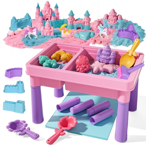 Sensory Table with Sands, Sand Table and Water Play Table Beach Toy for Kids, Indoor Outdoor Use, Sensory Toys for Toddler Age 3-5