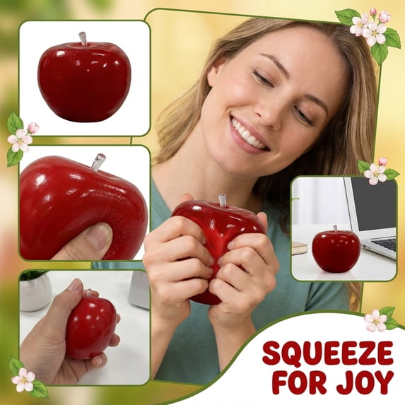 Sensory T-oy Realistic Red Apple Squishy Super Soft Sensory Stress Relief Squeeze Fidget Gadget Portable Anxiety Relief For Daily Use Office Home Party Favor Gift