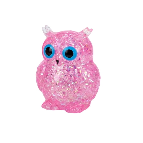 Sensory Toys Decorative Resin Owl Figurine with Glitter Accents Large Eyes and Textured Body for Home or Office Display Easter Basket Stuffers, Easter Egg Fillers, Squishy Squeeze Balls for Adults, E