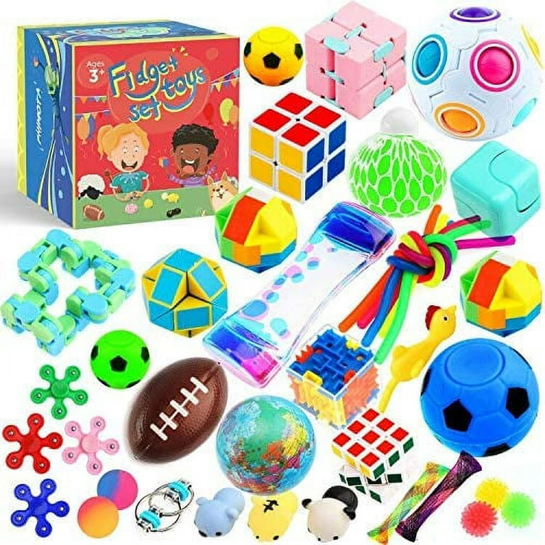 Fidget Sensory Toy Pack with Stress Balls for Kids, Teens and Adults, 60  Pack Toys for Therapy Office Decor and Calm Corner Classroom, Christmas